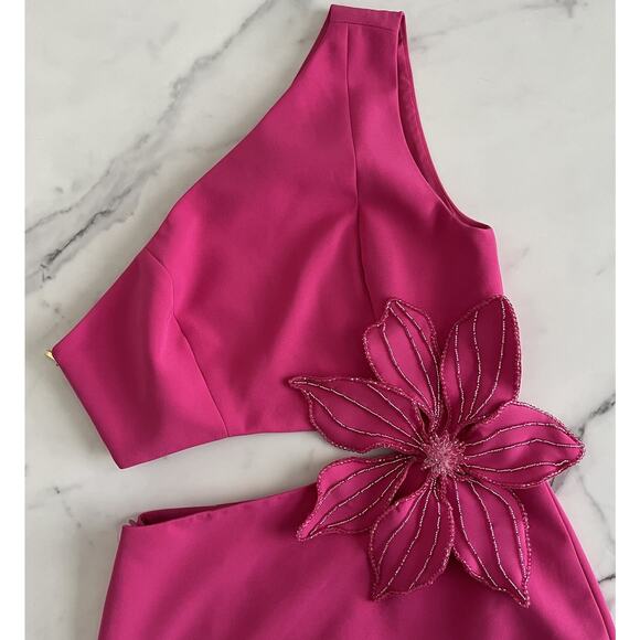 PatBo Flower Appliqué dress Cut-Out Pink Size 6 chic Feminine luxury Designer - Picture 10 of 16